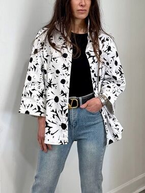 Black & White Floral Oversized Shacket